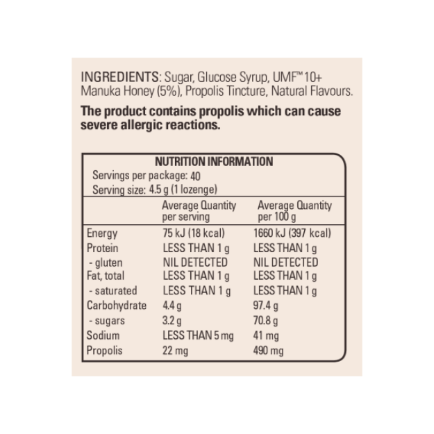 Manuka Honey Lozenges Lemon with Propolis | 40 Lozenges